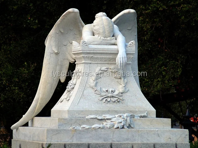Famous Custom Life Size Stone Weeping Cemetery Marble Angel Statue for Sale