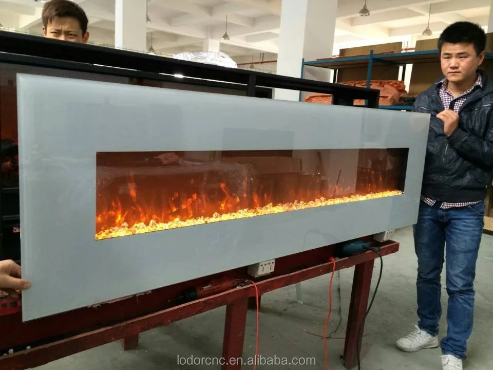 Blanco 72 "de vidrio interior led chimenea eléctrica montada en la