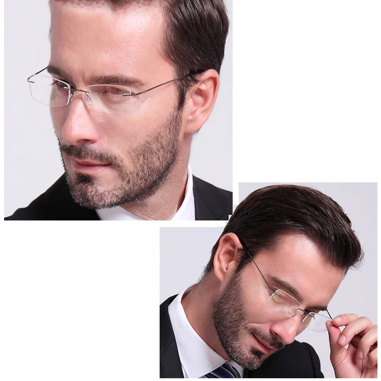 Retro Square Rimless Titanium Eyewear Optical Glasses High Quality Optical Frame For Reading