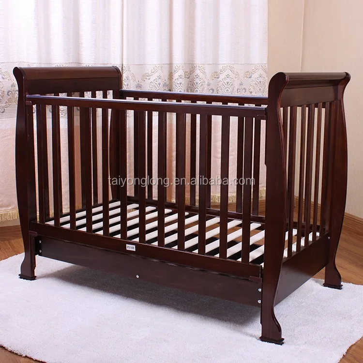 Modern New Zealand Solid Woodbaby Furniture Baby Cot With Drawers