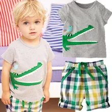 New Retail one set baby boys clothes summer 2pcs cartoon clothing set short sleeves T-shirt+shorts kids clothes