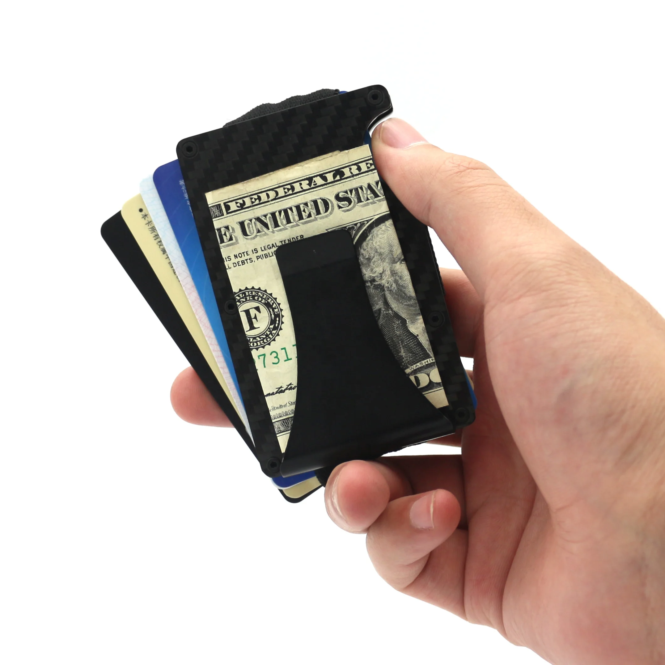 Carbon Fiber Slim Minimalist Front Pocket Arw Metal Money Clip Wallet Rfid Blocking Credit Card