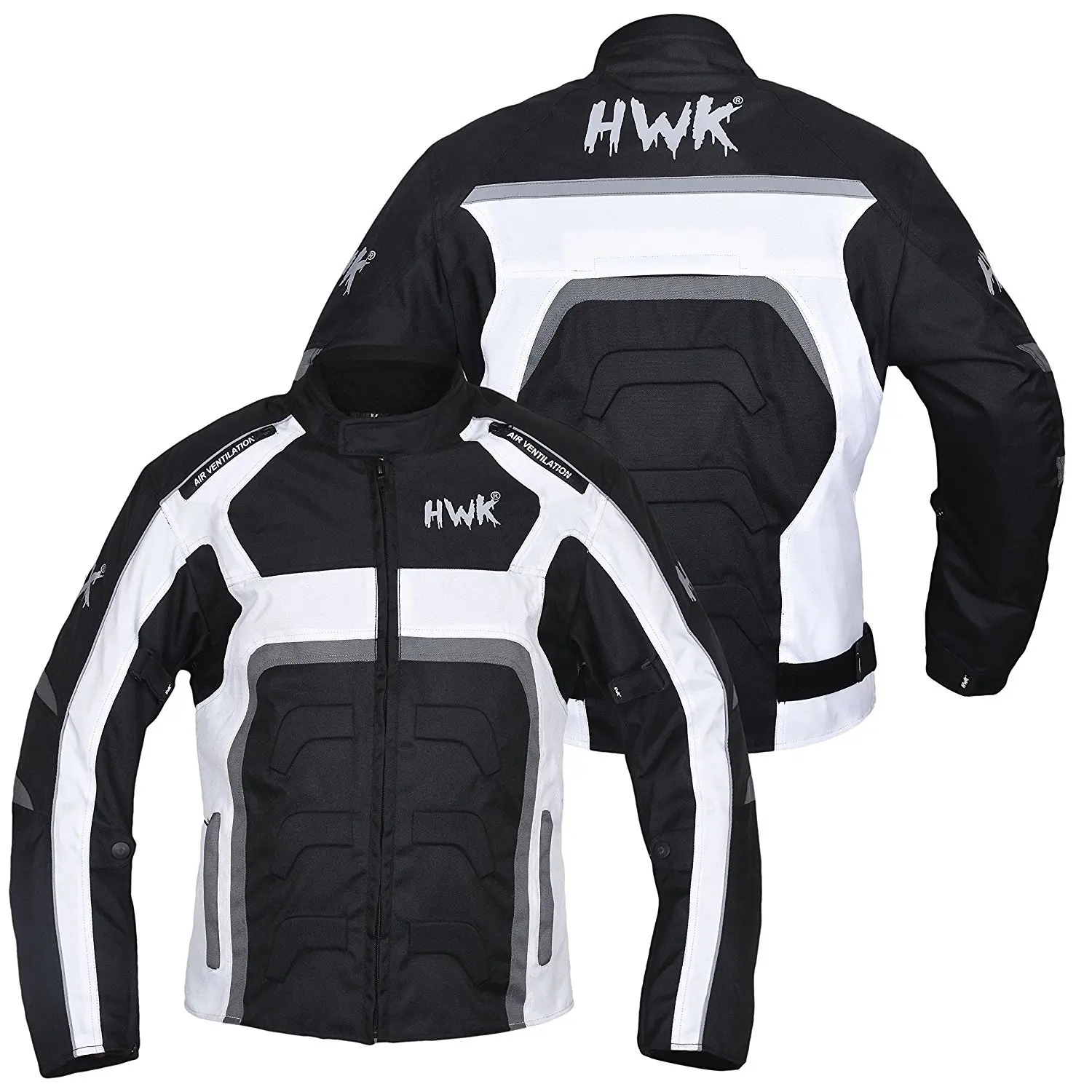 HWK Textile Long Motorcycle Jacket Cordura Motorbike Jacket Coat Breathable 100/% Waterproof CE Armoured S, Grey