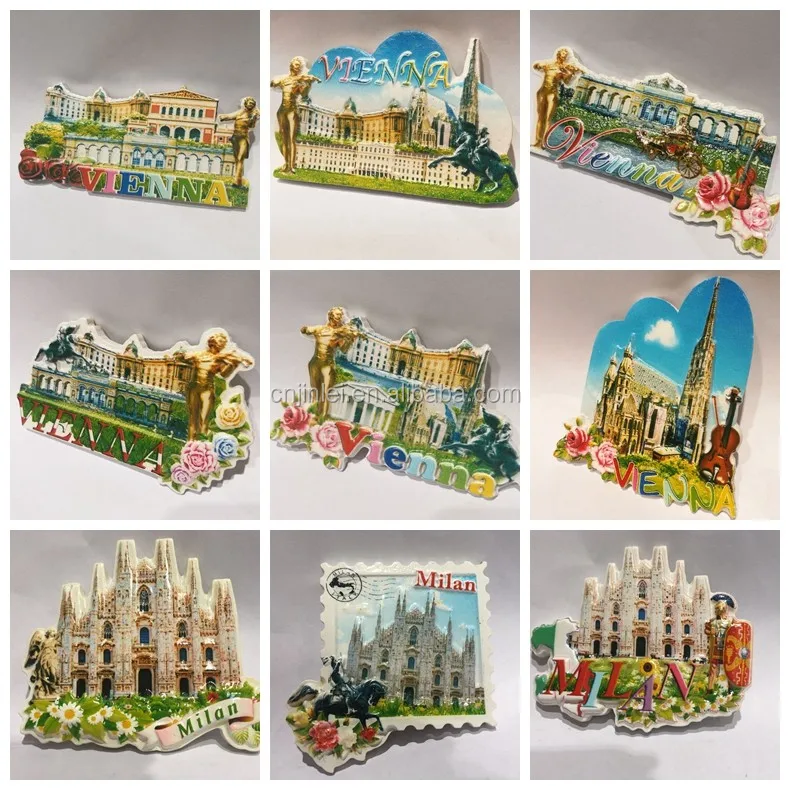 Italy Milano Milan Cathedral Travel Souvenir Heart Shaped 3D Fridge Magnet Craft 