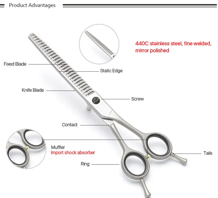 High Quality 7 Inch Dog Grooming Scissors Tooth Scissors For Pet Dog