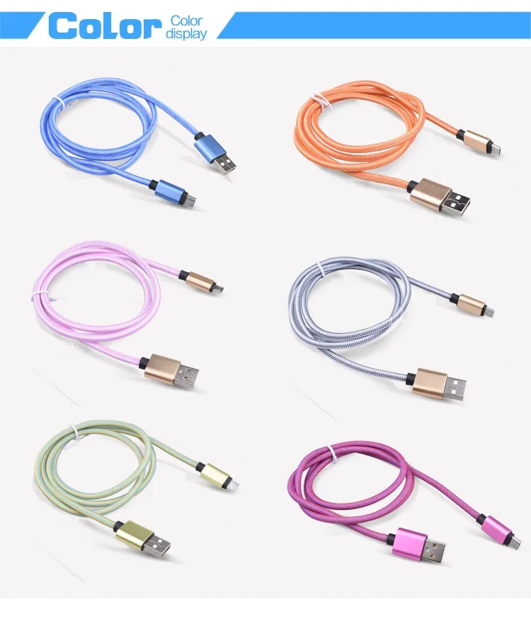 Hengye data charging cords braided usb 2.0 micro usb cable 2.4a