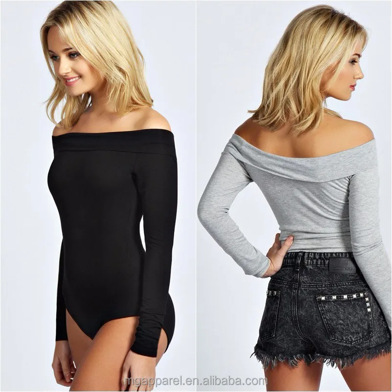 off the shoulder long sleeve bodysuit