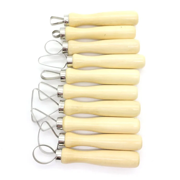 10pcs Pottery Tools Carving Ceramics Clay Sculpture Tool With Stainless Steel Flat Wire Diy