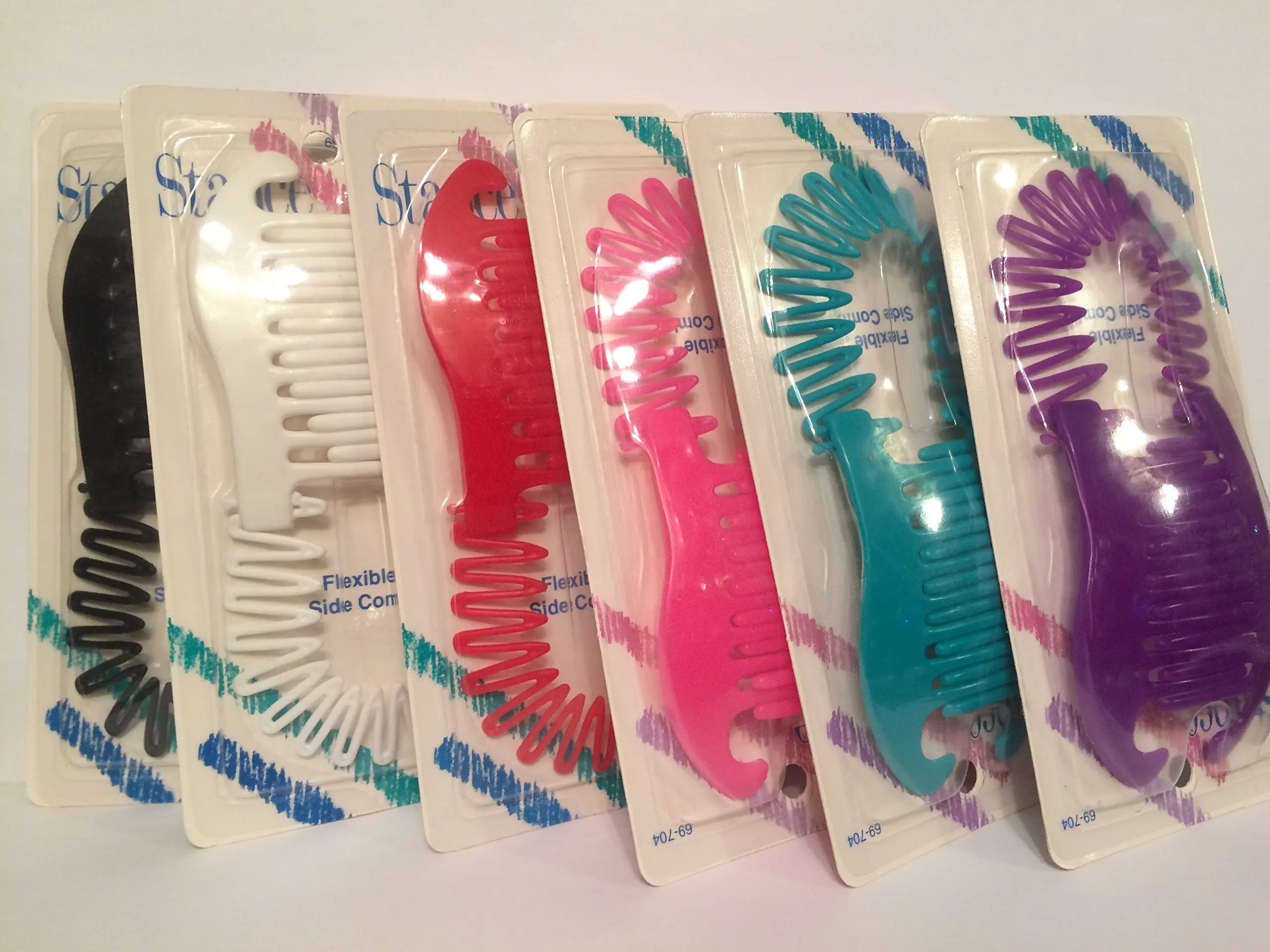 Stance Flexible Side Combs Solid Colors 1 each Black, White, Red, Hot Pink, Purple and Turquoise