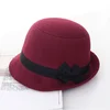 grey brown white black red Women Vintage Bowler trilby felt Fedora Hats styles for sale