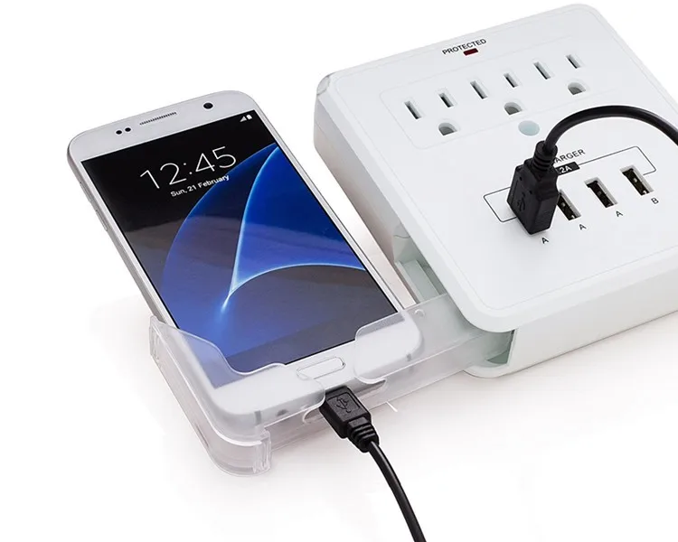 Chargeur Mural Usb 4 Portsac 3bande Dalimentationprotection Contre Les Surchargesavec 1325