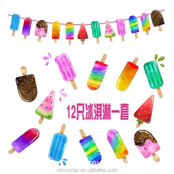 2017 Festivals Party Dress Up Ice Cream Summer Flag Wedding Banner