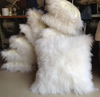 Natural White Decorative Tibetan Mongolian Sheep Lamb Fur Throw