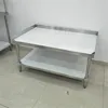 201 Work Bench/Customized Kitchen Equipment Commercial 2 Tier Stainless Steel Kitchen Working Table With Border For Restaurant