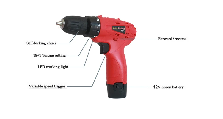 Good selling 12v lithium battery electric cordless hammer drill