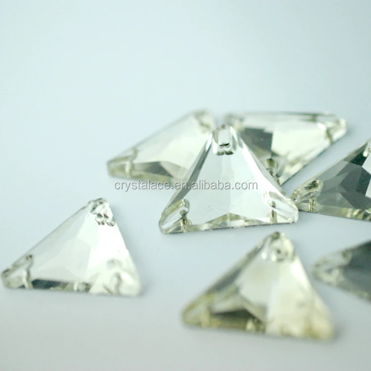 144pcs fancy stone crystal flatback two holes 18*18mm glass triangle sew on rhinestone