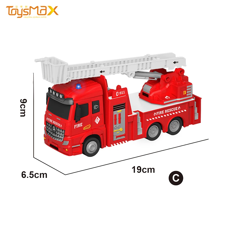 2020 New popular Europe style 1:46 scale  pull back battery operated fire truck toy