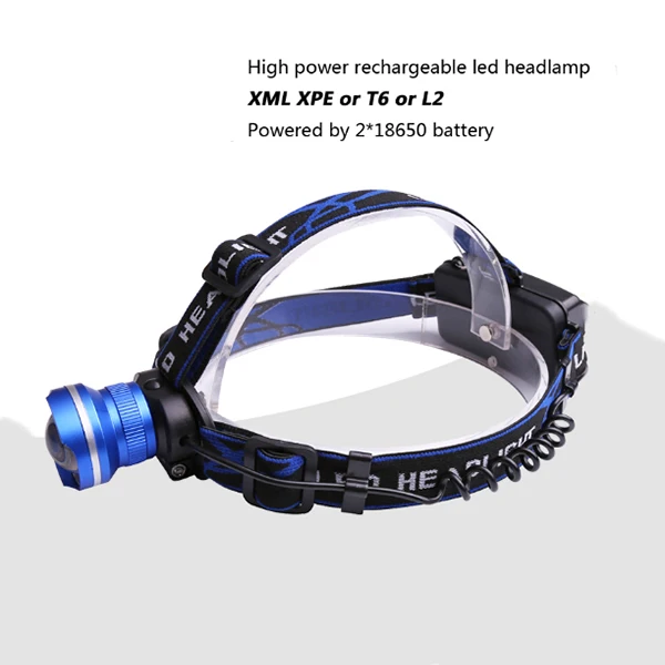 Bright Camping Headlamp Xml T6 Led 1000 Lumen Aluminum Rechargeable Led