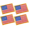 3 x 2 Inch American US Flag Embroidered Cloth Sew on Iron on Patch Golden Yellow Border