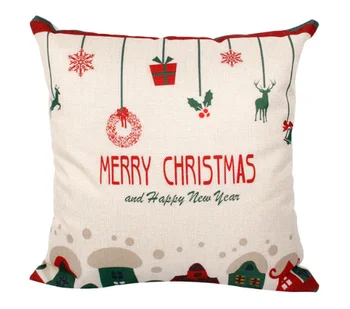Hot Sale Linen Warm Christmas Decorations Pillows Happy New Year