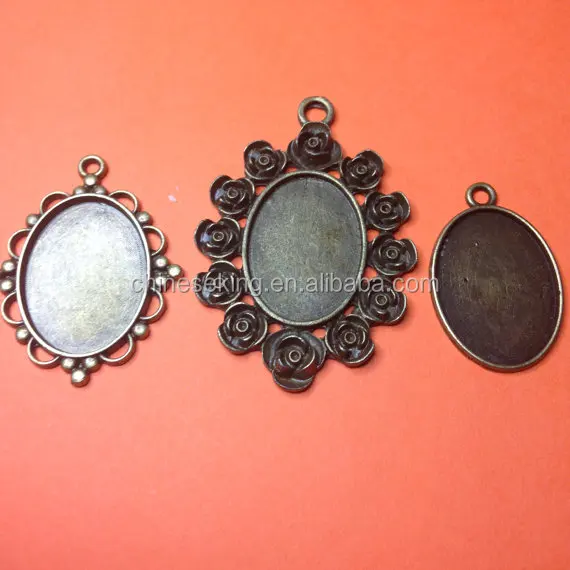 
blank pendants in Antique Bronze inner tray 18mm x 25mm Set No 1 x 3, pendants for cabachons, necklace, brooch, jewelry making 