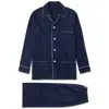 New Design Top Quality Royal Blue With White Piped Pajamas Men Cotton