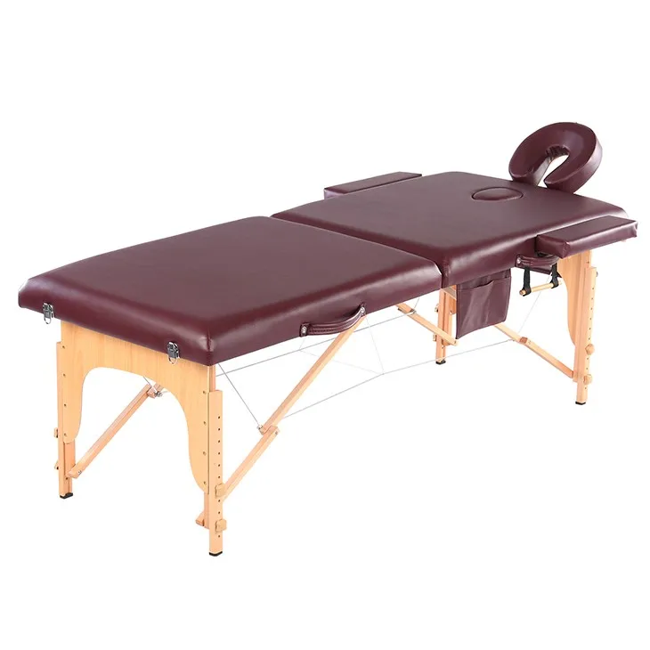 Deluxe Lightweight 2 Section Wooden Portable Massage Table Bed With Free Carry Bag Built In 2178