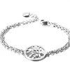 Yiwu Aceon Stainless Steel Custom Laser Cut Out Shape Connector Two Layers Link Chain Bracelet