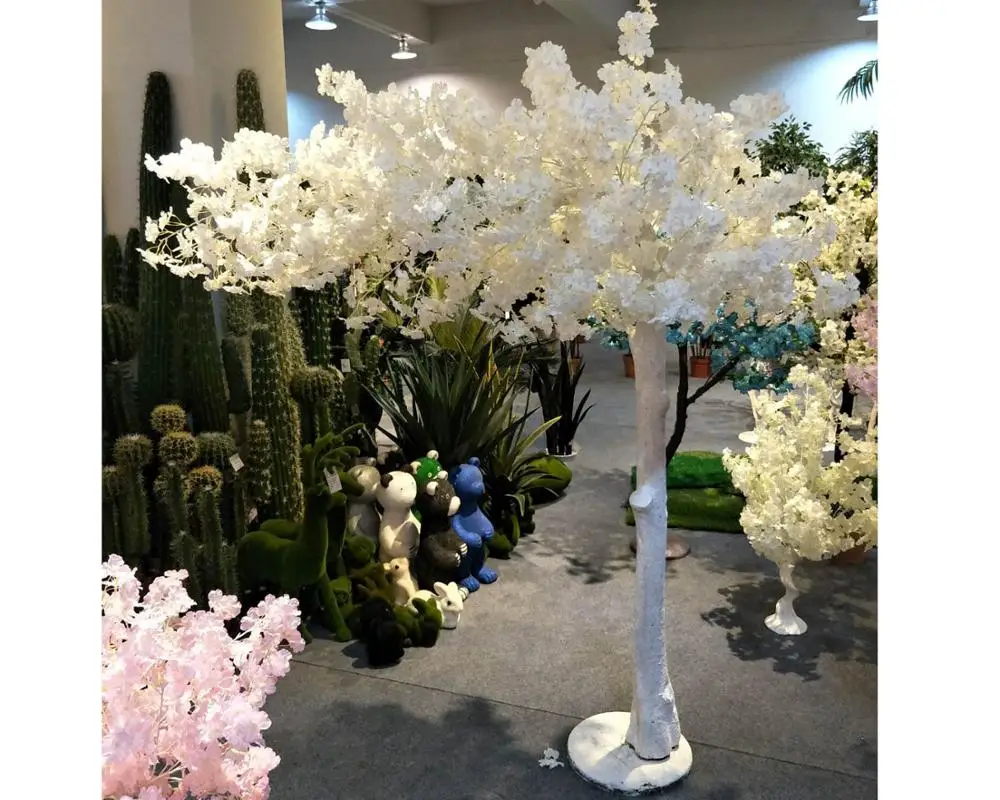 Outdoor lighted Artificial flower Cherry Blossom Tree plants,White Indoor led Wedding artificial cherry plants and trees