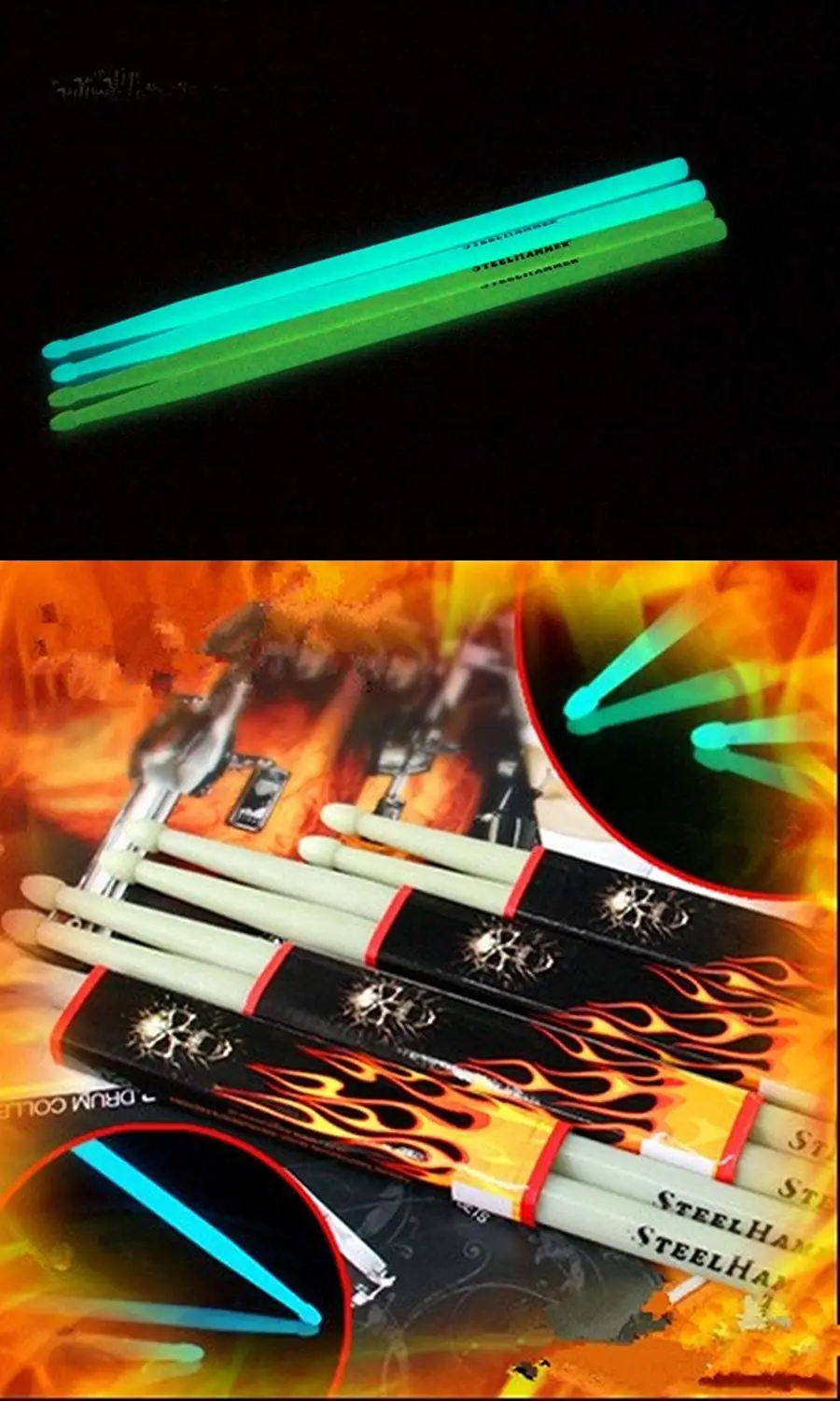 Just_for you - Glow in the Dark Luminous Drumstick 5A Drum Kit, Bright Light Up, Glowing pro on the show.