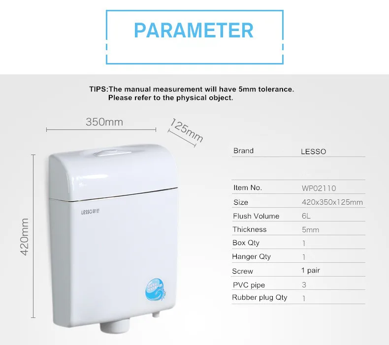Lesso Wp02110 Eco-friendly Gravity Flushing Plastic Single Flush Wall ...