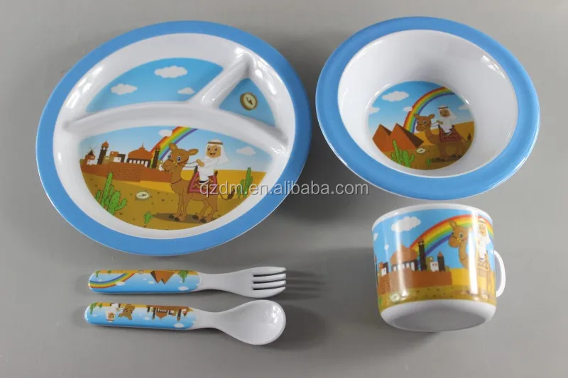 5pcs Melamine Kid's dinner set ,Lunch Tableware set