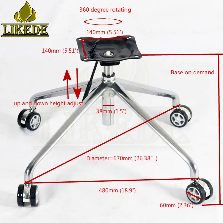 Four-Star Swivel Chair Base Newest Height Adjustable Chrome Sofa Legs Home Office Workshop Hospital Laundry Versatile Table Use