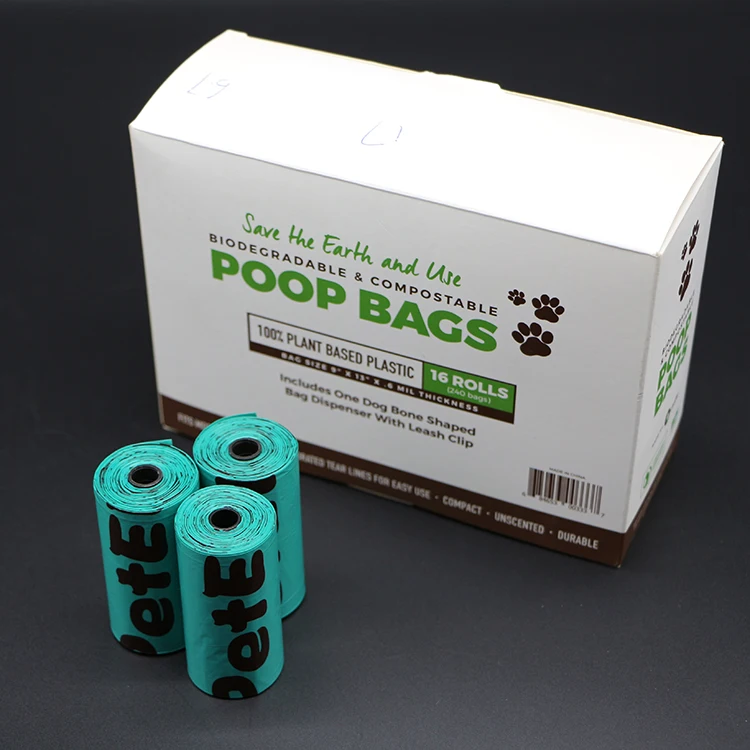 Cornstarch Pla 100 Compostable Dog Poop Bag Biodegradable Waste Bags