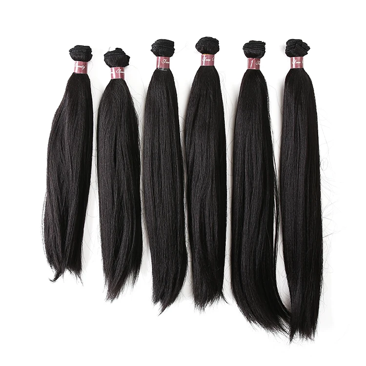 Natural 6 Pieces Set Packing 16 18 20 Inch Straight Synthetic Hair Wig ...