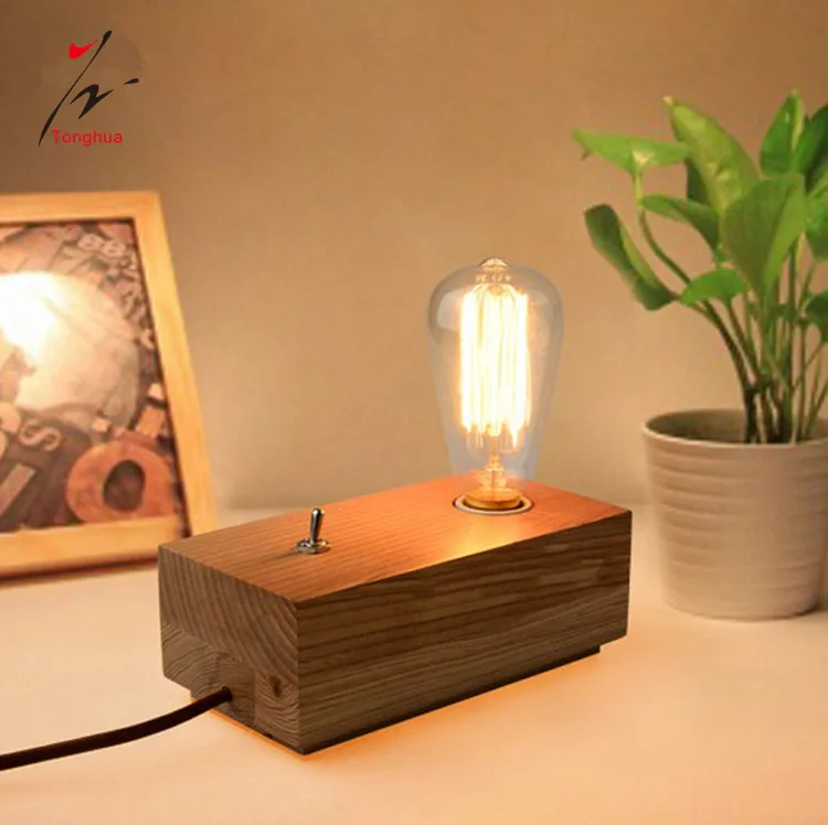 Tonghua Popular Wood Base Vintage Table Lamp With Light Fitting 2