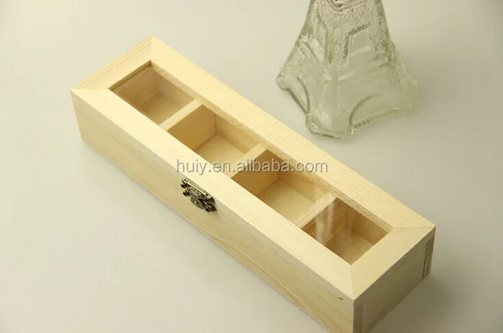 wooden storage box with dividers