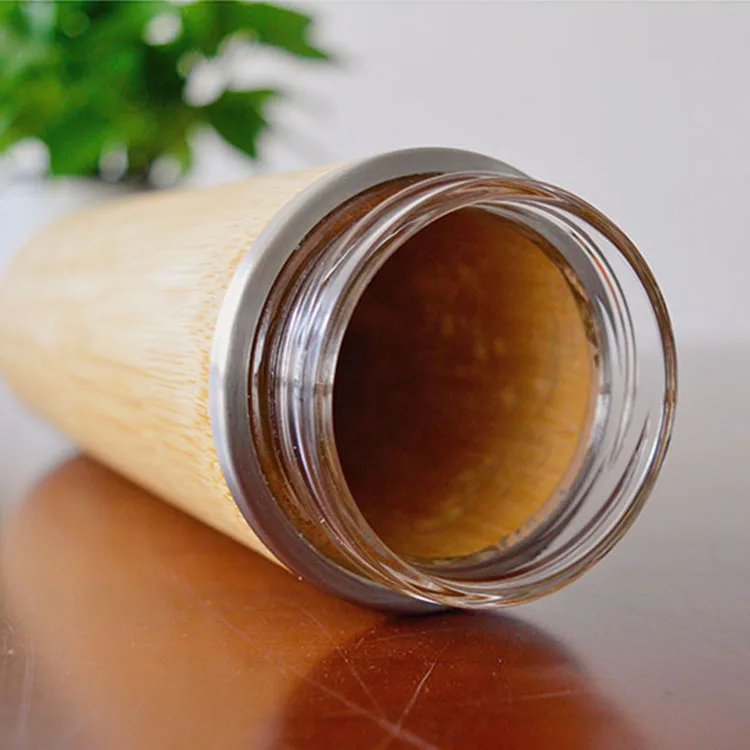 Classic Bamboo Shell Glass Inner Thermos Vacuum Cup Flask Buy Glass