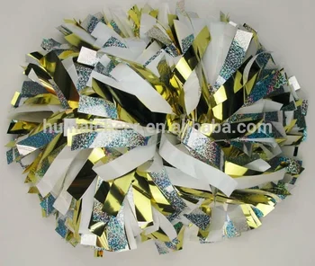 Metallic Pom Poms Metalic Gold White And Holo Silver 3 Color Mix