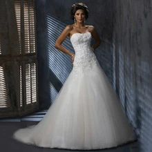 New Arrival 2016 Lace Wedding Dresses Strapless Tulle Appliques Bridal Gowns Vestidos de Novia