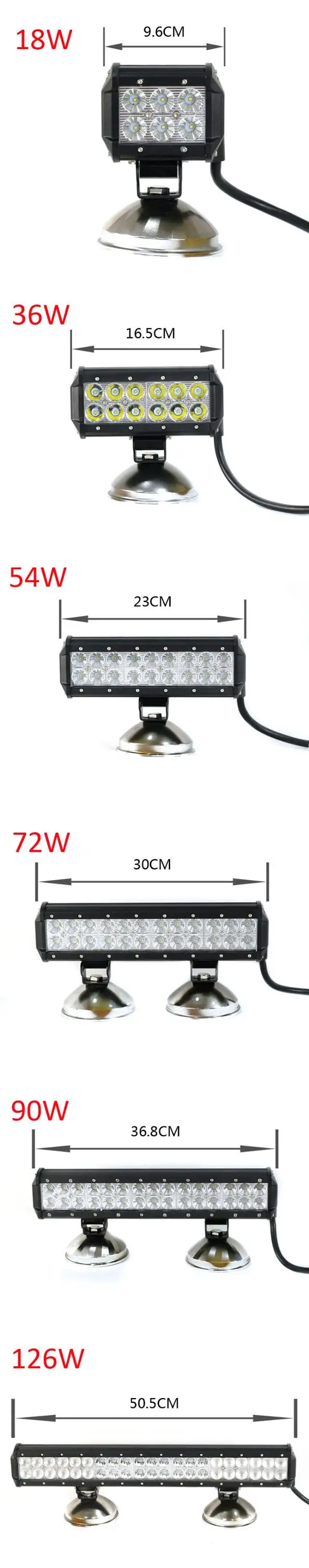 Car Accessories 18w,36w,54w,72w,90w,126w,144w180w,198w,234w Led Light