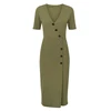 short sleeve army green button woman wrap dress midi length dresses