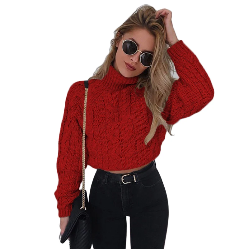 New Fashion High Neck Long Sleeve Women Crop Sweater - Buy Crop Sweater ...