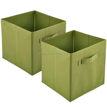 green canvas storage boxes