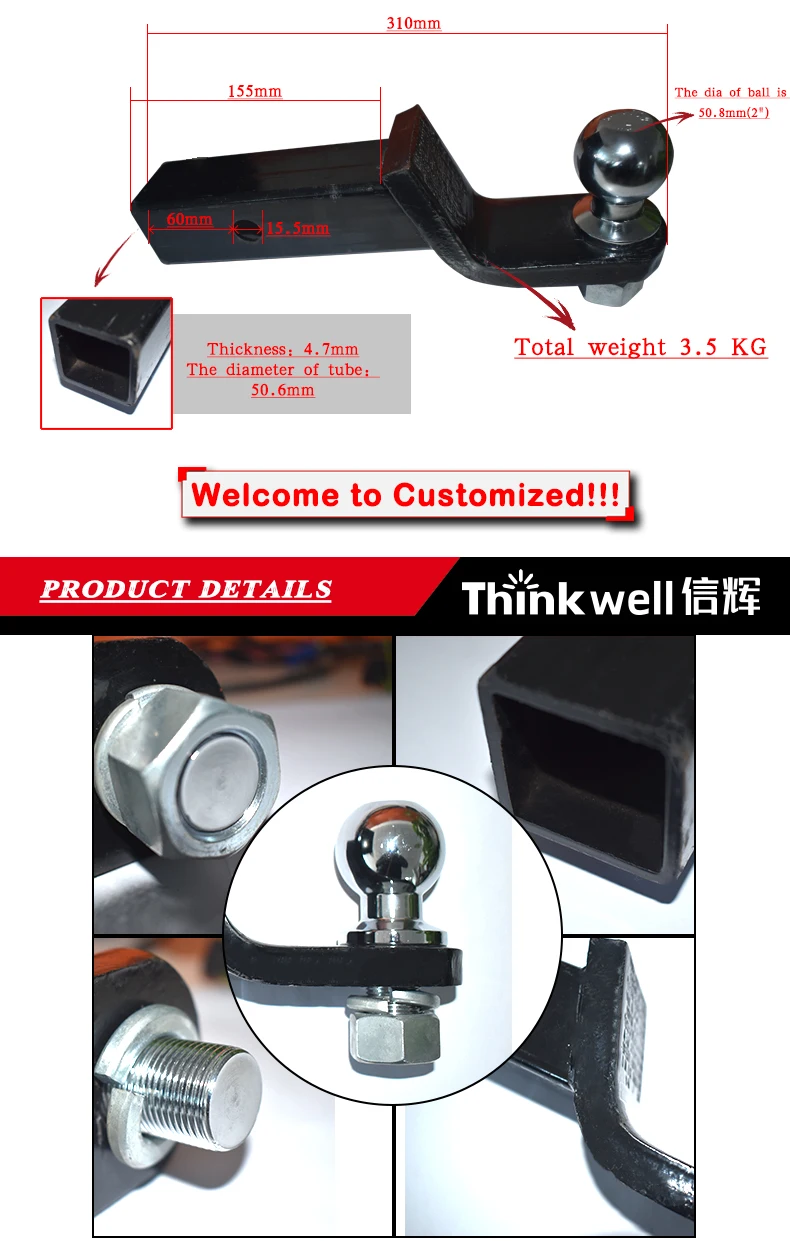 Trailer Hitch Shank Receiver Mount With 2" Ball Pin And Clip Buy