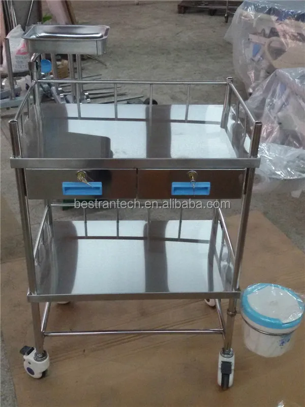 Btsmt004 Medical Metal Height Adjustable Tray Mayo Table Stand With