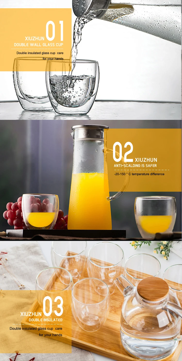 Factory Price Office Modern Thermal Glass Tea Cups Without Handles