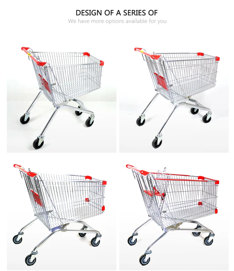 150l European Style Shopping Trolley Go Up Swivel Steel Easy Wheels