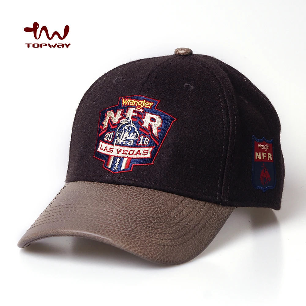 Wholesale 6 Panel Structured Metal Buckle Back Wool Baseball Cap With