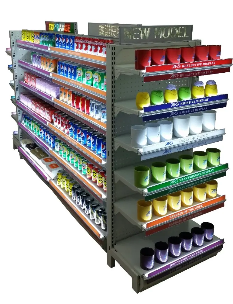 Double Sided Commercial Gondola Shelving With Patented Design Led Shelf